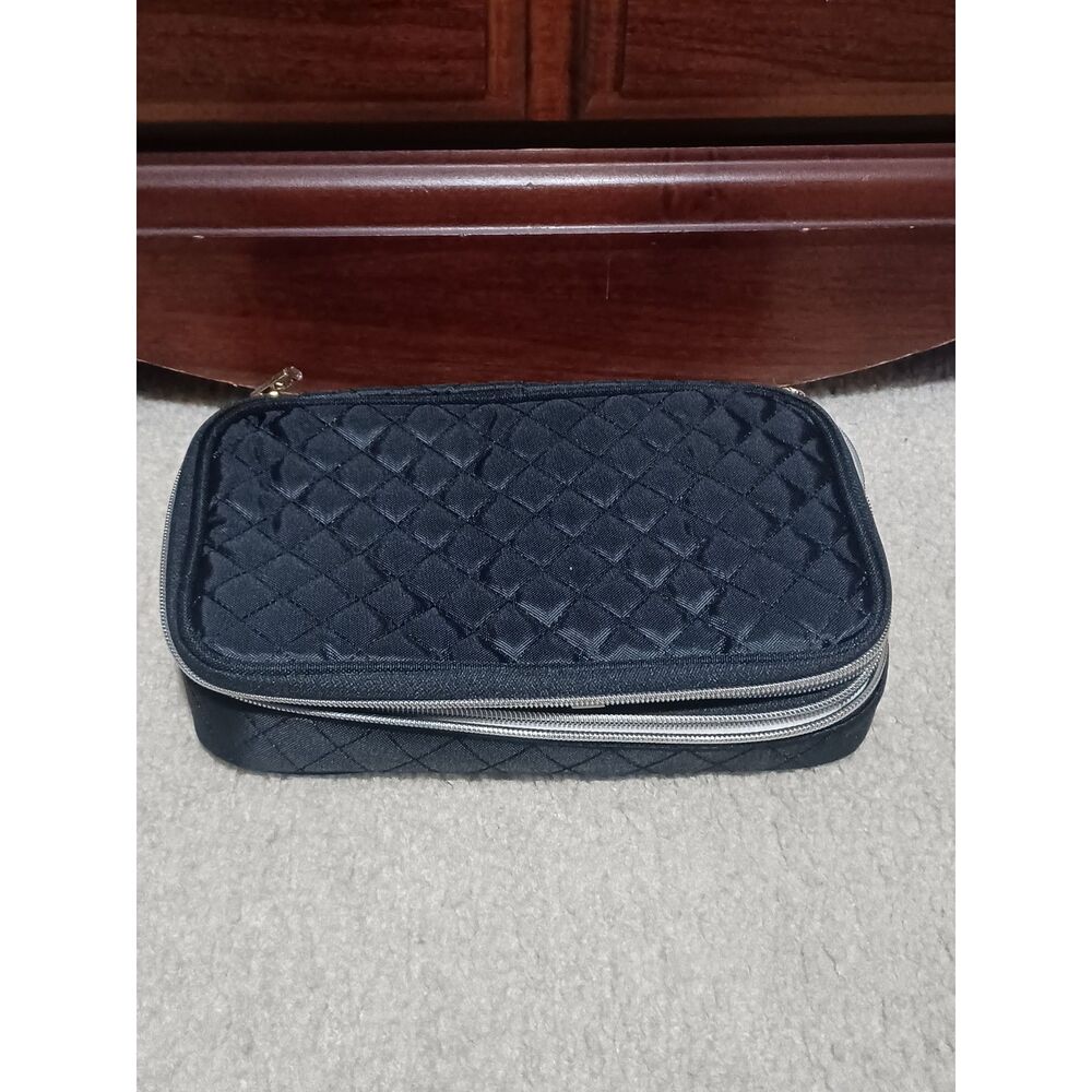 Black Quilted Travel Jewelry Case - Picture 2 of 4